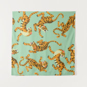 Vintages Tiger Print Nahtloses Muster Wandteppich (Vorderseite (Horizontal))