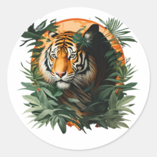 Vintages Tiger-Shirt, japanischer Tiger, ästhetisc Runder Aufkleber