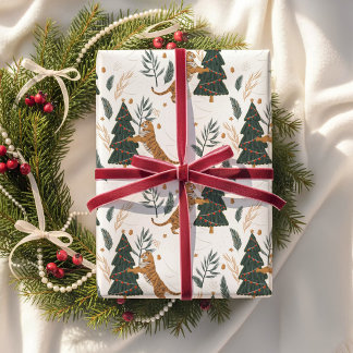 Vintages Tiger Weihnachtsbaumwrapping Paper Geschenkpapier