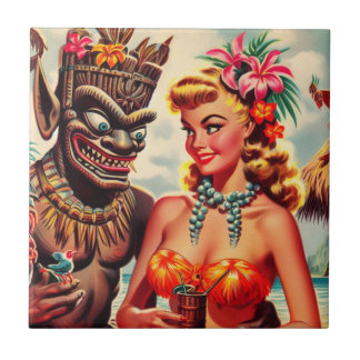 Vintages Tiki-Button Fliese