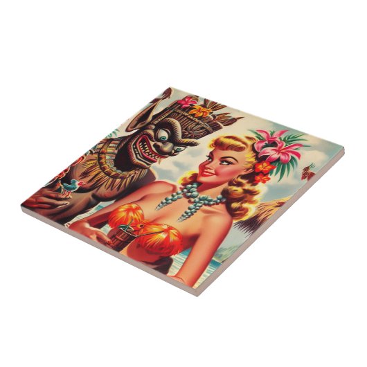 Vintages Tiki-Button Fliese (Seite)
