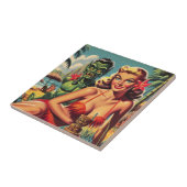 Vintages Tiki-Button hoch Fliese (Seite)