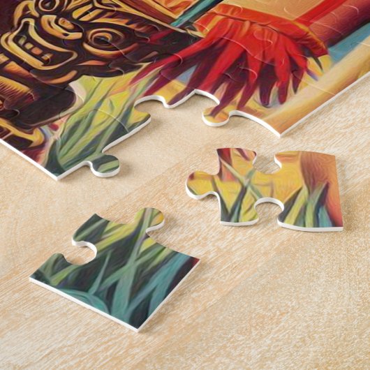 Vintages Tiki-Button hoch Puzzle (Seite)