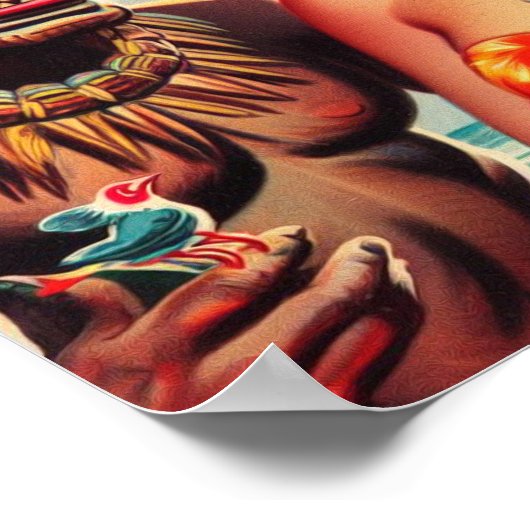 Vintages Tiki-Button Poster (Ecke)