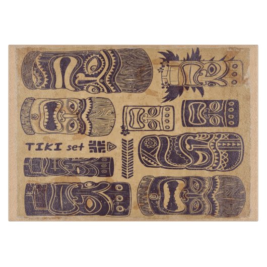 Vintages Tiki Set Schneidebrett (Vorderseite)