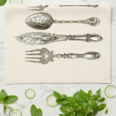 Vintages Tischbesteck, das verschiedene antike Handtuch (Gefaltet)