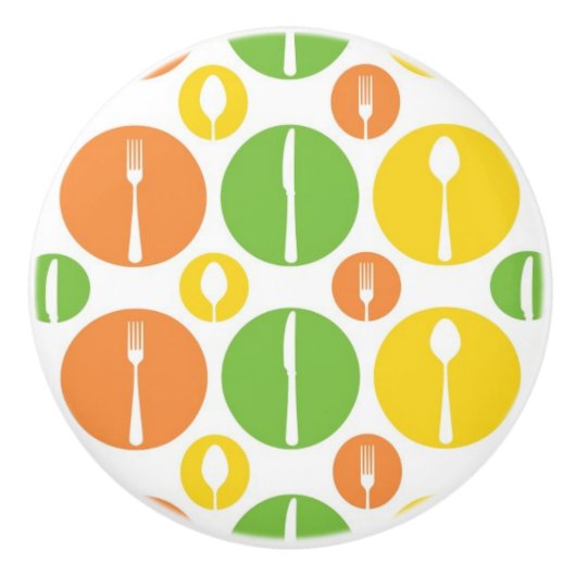 Vintages Tischbesteck-Muster Keramikknauf (Vorderseite)