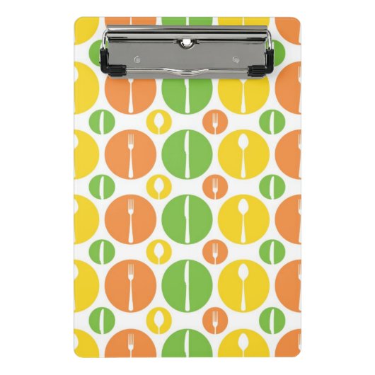 Vintages Tischbesteck-Muster Mini Klemmbrett (Vorderseite)