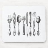 Vintages Tischbesteck-Schwarz-weiße Mousepad (Vorne)