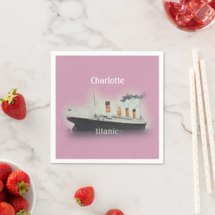 Vintages Titanic Ocean Liner Girl Pink Name Schiff Serviette