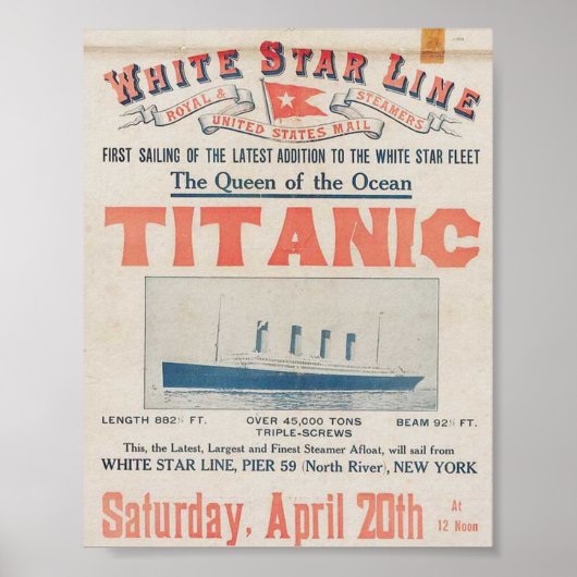 Vintages Titanic Travel Poster (Vorne)