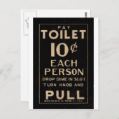 Vintages Toilettenschild in Schwarz Postkarte (Vorne/Hinten)