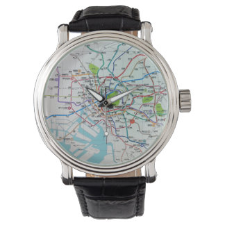 Vintages Tokyo Japan Metro Map Armbanduhr