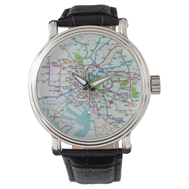 Vintages Tokyo Japan Metro Map Armbanduhr (Vorderseite)