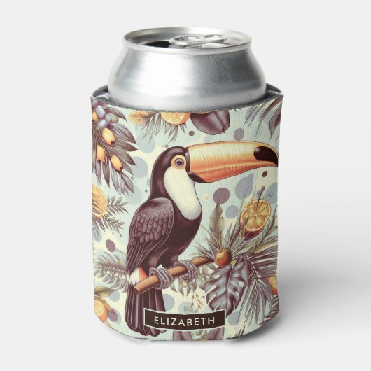 Vintages Toucan Tropical Pattern Dosenkühler (Kanne Vorderseite)