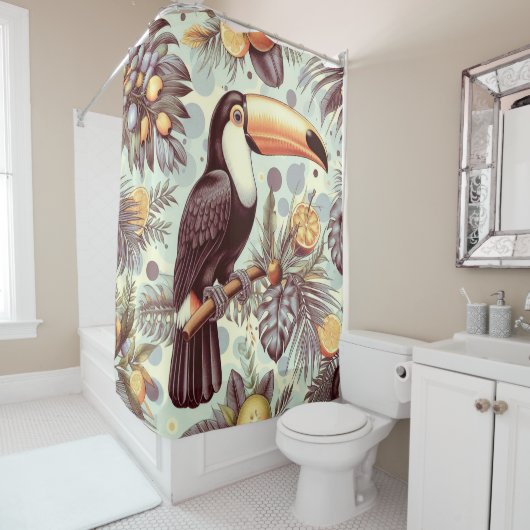 Vintages Toucan Tropical Pattern Duschvorhang (Beispiel)