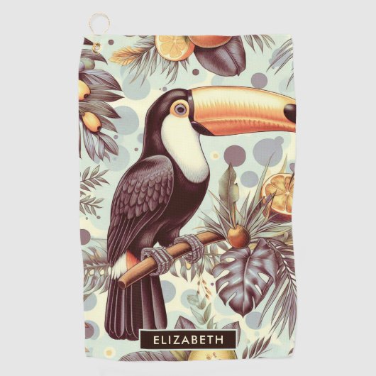 Vintages Toucan Tropical Pattern Golfhandtuch (Vorderseite)