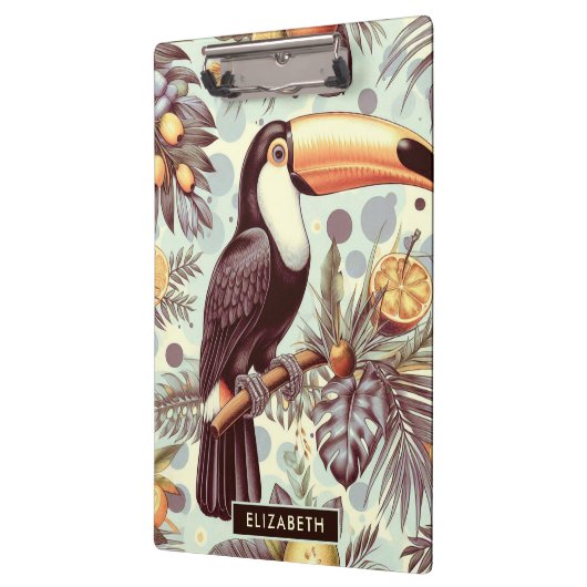 Vintages Toucan Tropical Pattern Klemmbrett (Links)