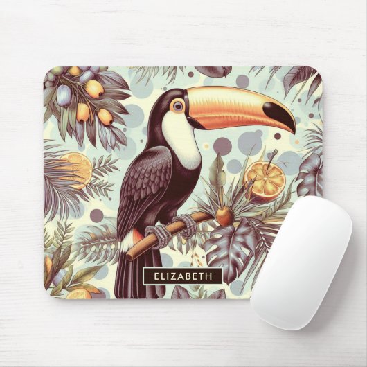Vintages Toucan Tropical Pattern Mousepad (Mit Mouse)