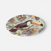 Vintages Toucan Tropical Pattern Pappteller (Schrägansicht)