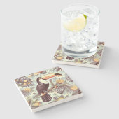 Vintages Toucan Tropical Pattern Steinuntersetzer (Seitenansicht)