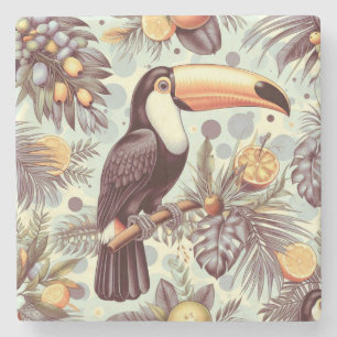 Vintages Toucan Tropical Pattern Steinuntersetzer