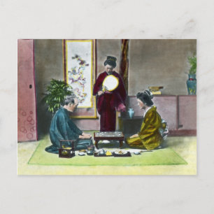 Vintages traditionelles japanisches Mahjong 麻 雀 Postkarte