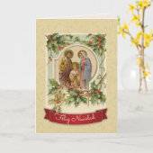 Vintages traditionelles katholisches Weihnachten Karte (Gelbe Blume)