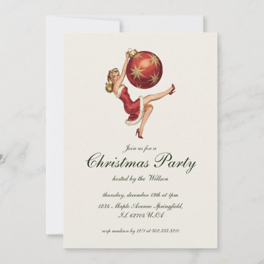 Vintages traditionelles Weihnachtsfest Party Einladung (Vorderseite)