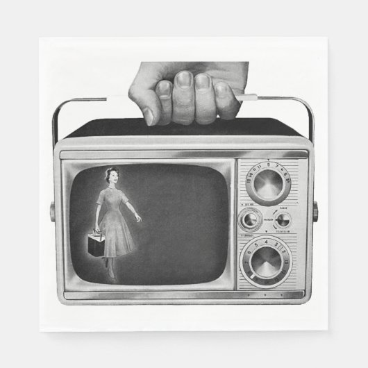 Vintages tragbares Fernsehpapier Napkins Serviette (Vorderseite)