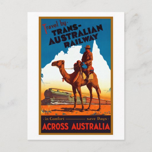 Vintages Trans-Australisches Eisenbahnreisepaket Postkarte (Vorderseite)