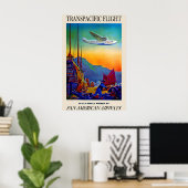 Vintages transpazifisches Reiseplakat Poster (Heimbüro)