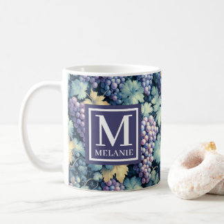 Vintages Traubenmuster Monogramm und Name Kaffeetasse