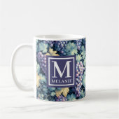 Vintages Traubenmuster Monogramm und Name Kaffeetasse (Links)