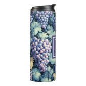 Vintages Traubenmuster Monogramm und Name Thermosbecher (Nach links gedreht)