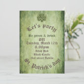 Vintages Trendgrundstück Irish Glücksspiel Kleebla Einladung (Stehend Vorderseite)