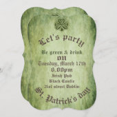 Vintages Trendgrundstück Irish Kleeblatt Einladung (Vorne/Hinten)