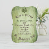 Vintages Trendgrundstück Irish Kleeblatt Einladung (Stehend Vorderseite)