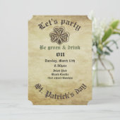 Vintages Trendgrundstück Irish Kleeblatt Einladung (Stehend Vorderseite)