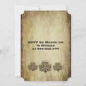 Vintages Trendgrundstück Irish Kleeblatt Einladung (Rückseite)