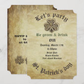 Vintages Trendgrundstück Irish Kleeblatt Einladung (Vorne/Hinten)