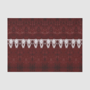 Vintages Tribal Muster Burgund Red Bull Kuh Skull Seidenpapier