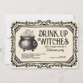 Vintages Trinkhexen-Halloween-Party Einladung