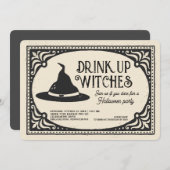 Vintages Trinkhexen-Halloween-Party Einladung (Vorne/Hinten)