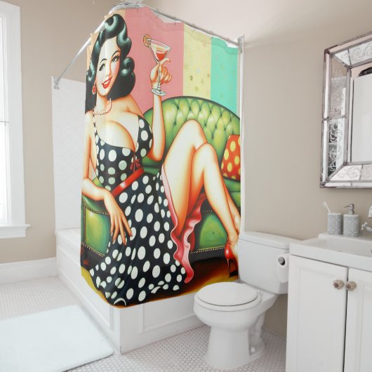 Vintages Trinkmädchen Duschvorhang (Beispiel)