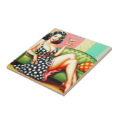 Vintages Trinkmädchen Fliese (Seite)