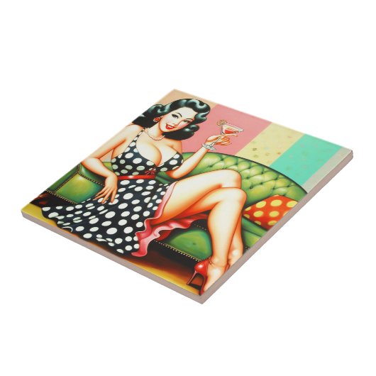 Vintages Trinkmädchen Fliese (Seite)