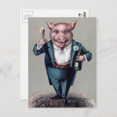 Vintages Trinkschwein Postkarte (Vorne/Hinten)