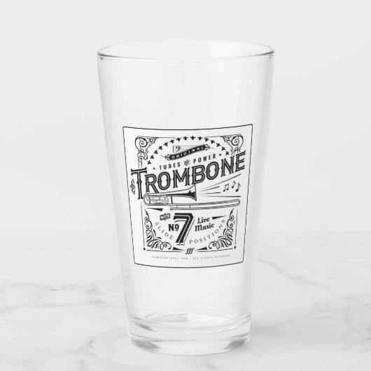Vintages Trombone Pint Glass - Neu! Glas (Vorderseite)