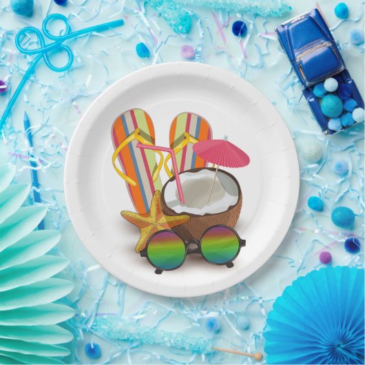 Vintages Tropical Beach Party Babydusche Pappteller (Party)